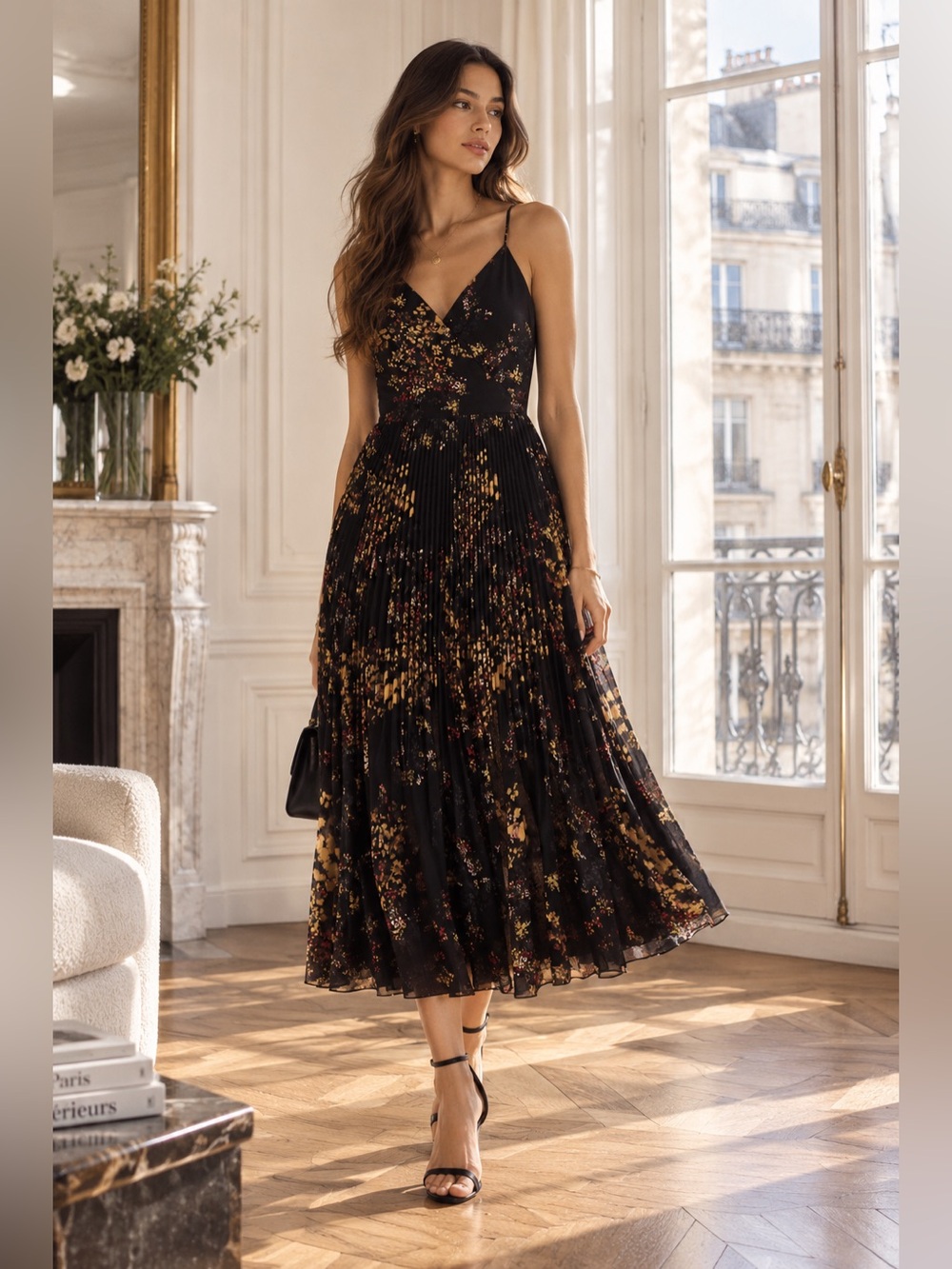 Aritzia Wilfred Beaune Pleated Wrap Midi Dress XS